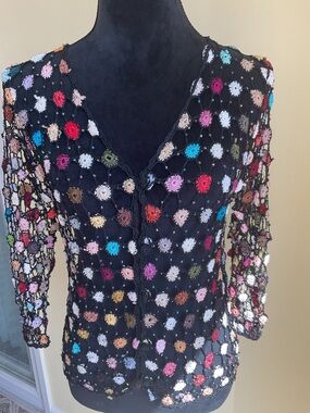 Beaded Crochet Knit Cardigan